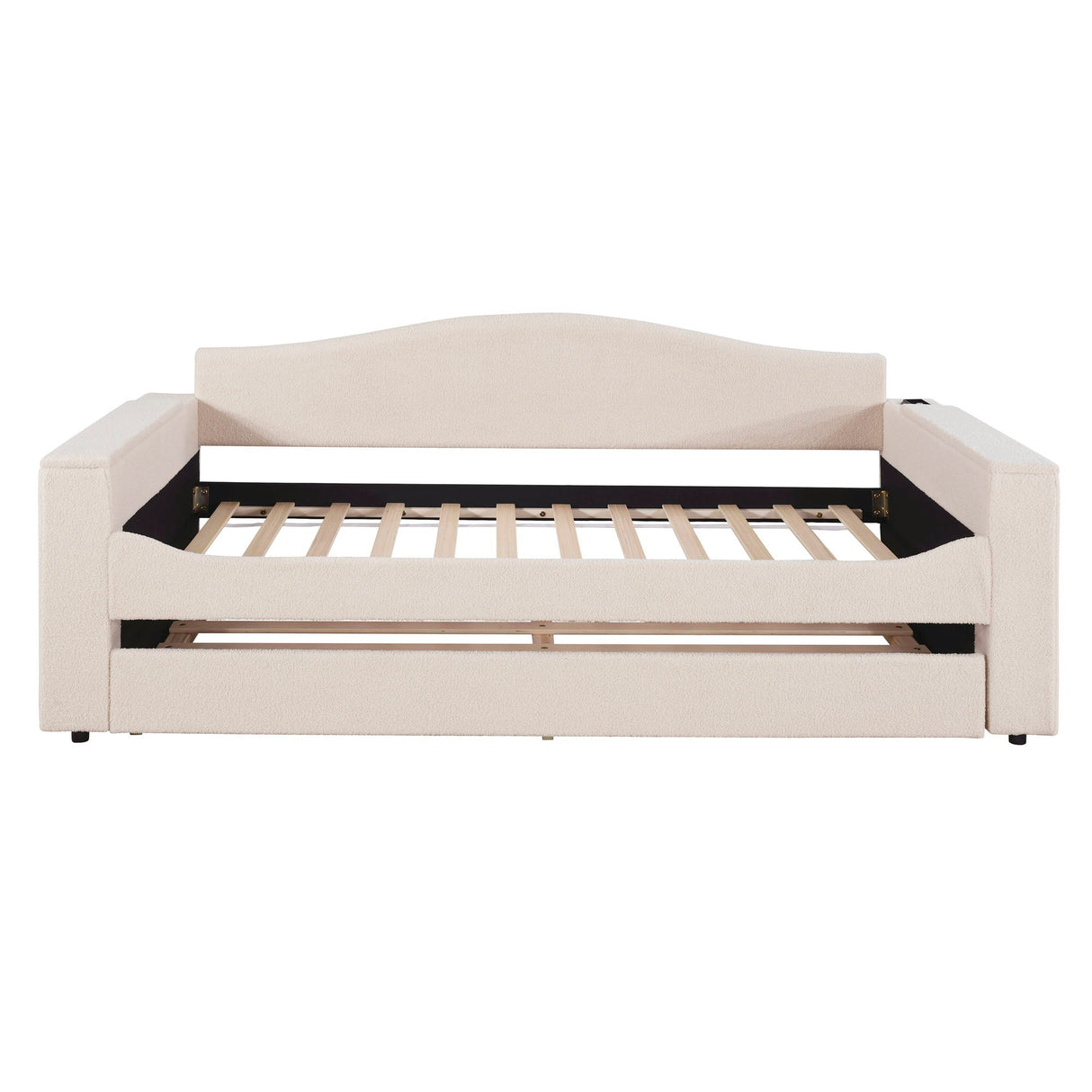 Upholstered Daybed With Storage Armrests, Trundle And Latest Integrated tooth Audio System