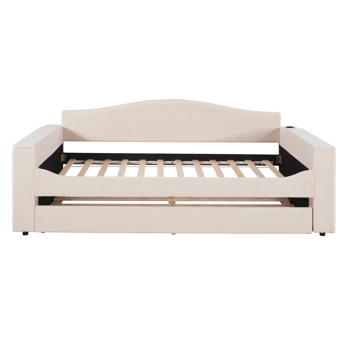 Upholstered Daybed With Storage Armrests, Trundle And Latest Integrated tooth Audio System
