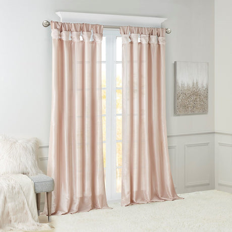Twist tab lined window curtain panel blush 50x84"