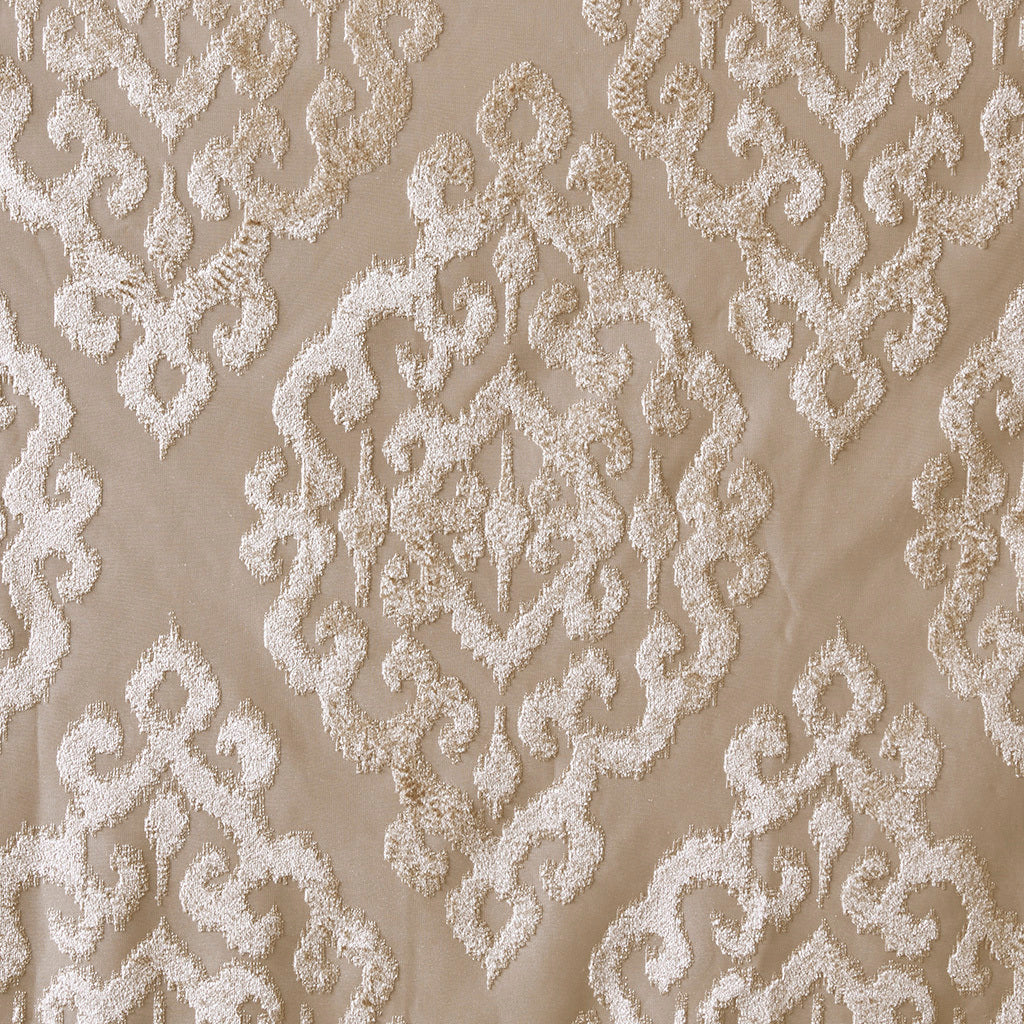 Knitted jacquard damask total blackout grommet top curtain panel pair(2 pcs window panels)