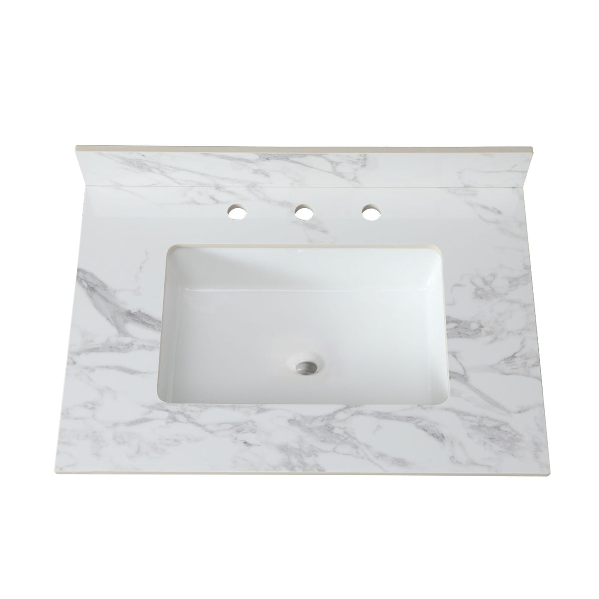 Elegant Sintered Stone Bathroom Vanity Top With Rectangular Undermount Ceramic Sink