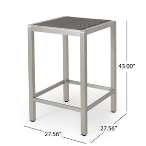 Outdoor 43" Aluminum Bar Table With Rattan Table Top - Gray / Silver