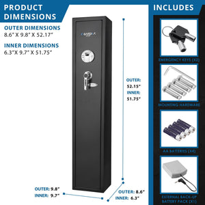 Biometric Rifle Safe with Fingerprint Access – Black