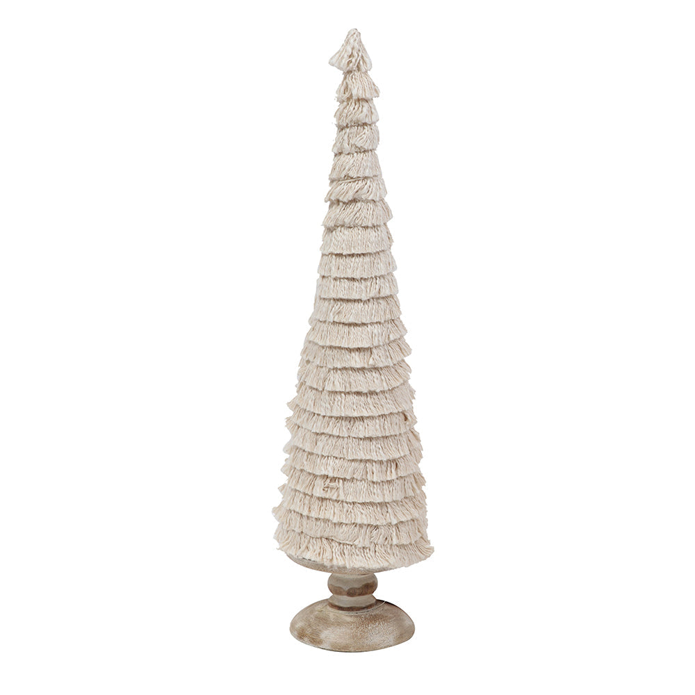 D5.1x21.7" Fringes Embellished Cone With Wooden Base