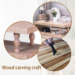 Rustic Solid Wood Coffee Table with Open Shelf – 47.2"