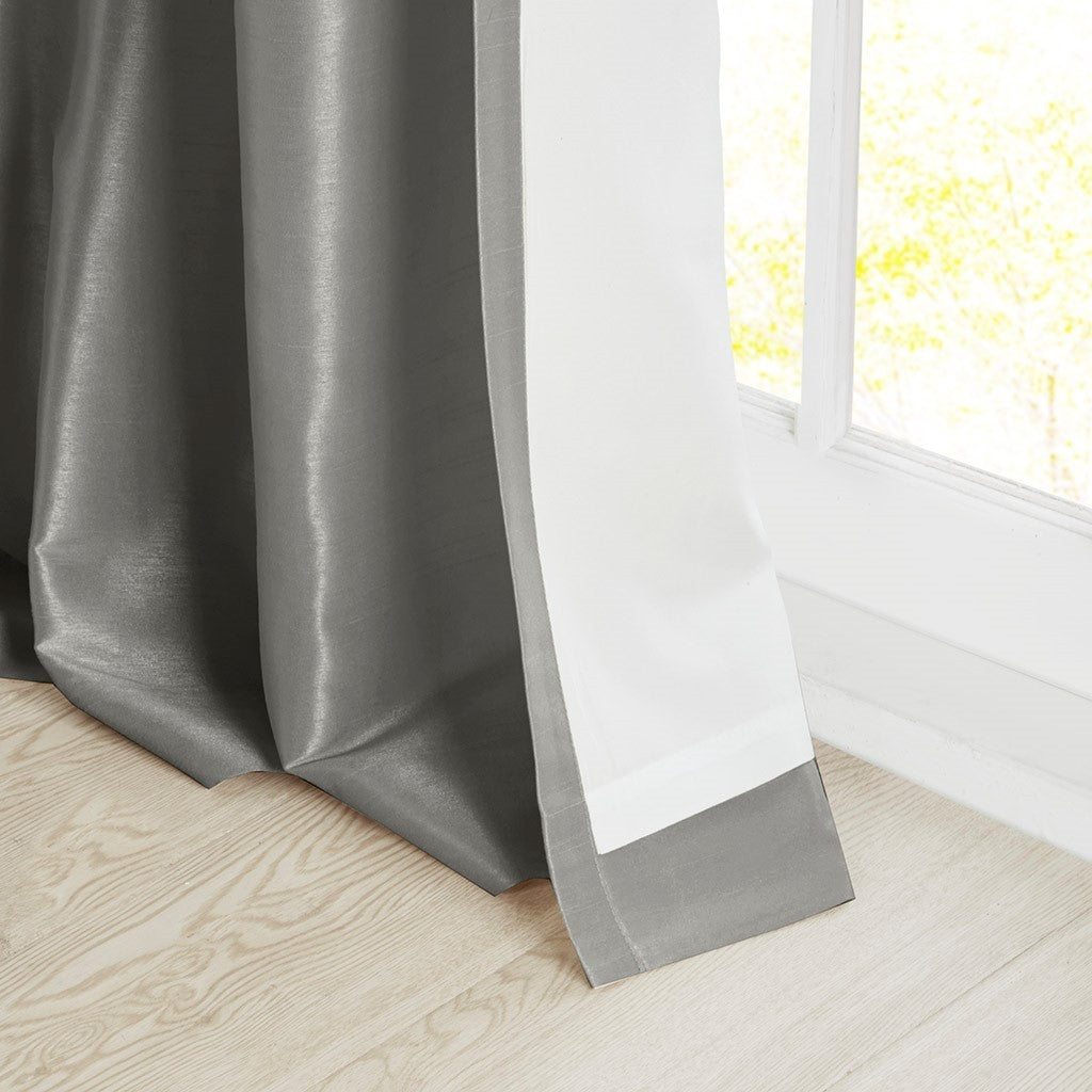 Twist tab lined window curtain panel charcoal 50x120"