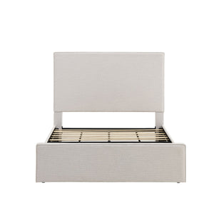 Lucas Tall Headboard Upholstered Bed in Textured Ivory Canvas