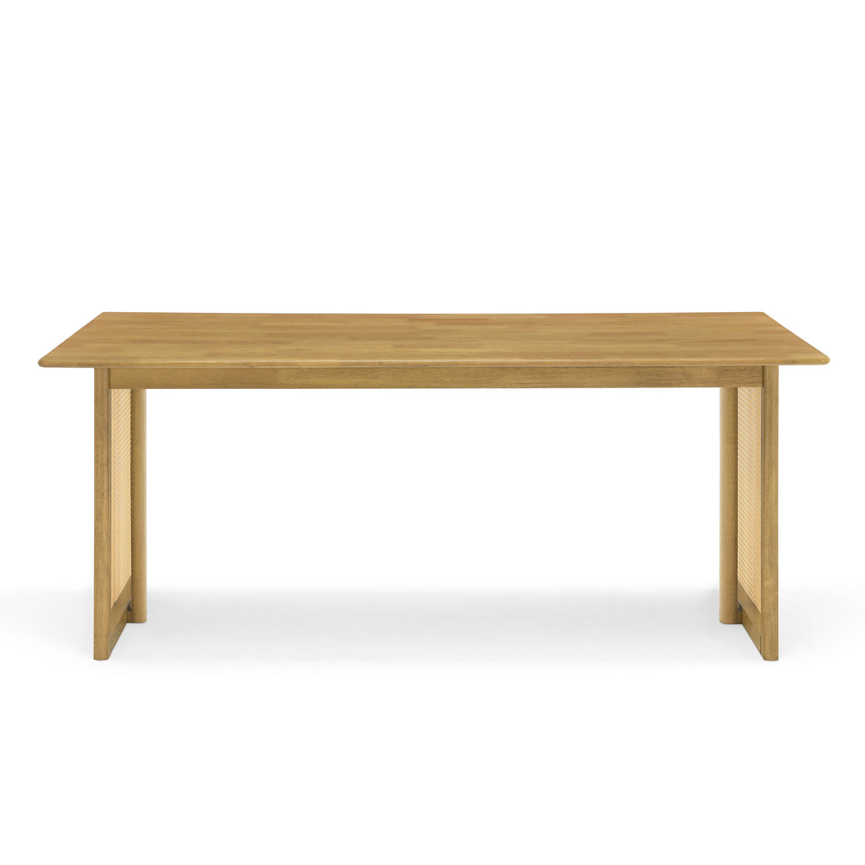 Natural Color Rubber Wood Dining Set with Plastic Rattan