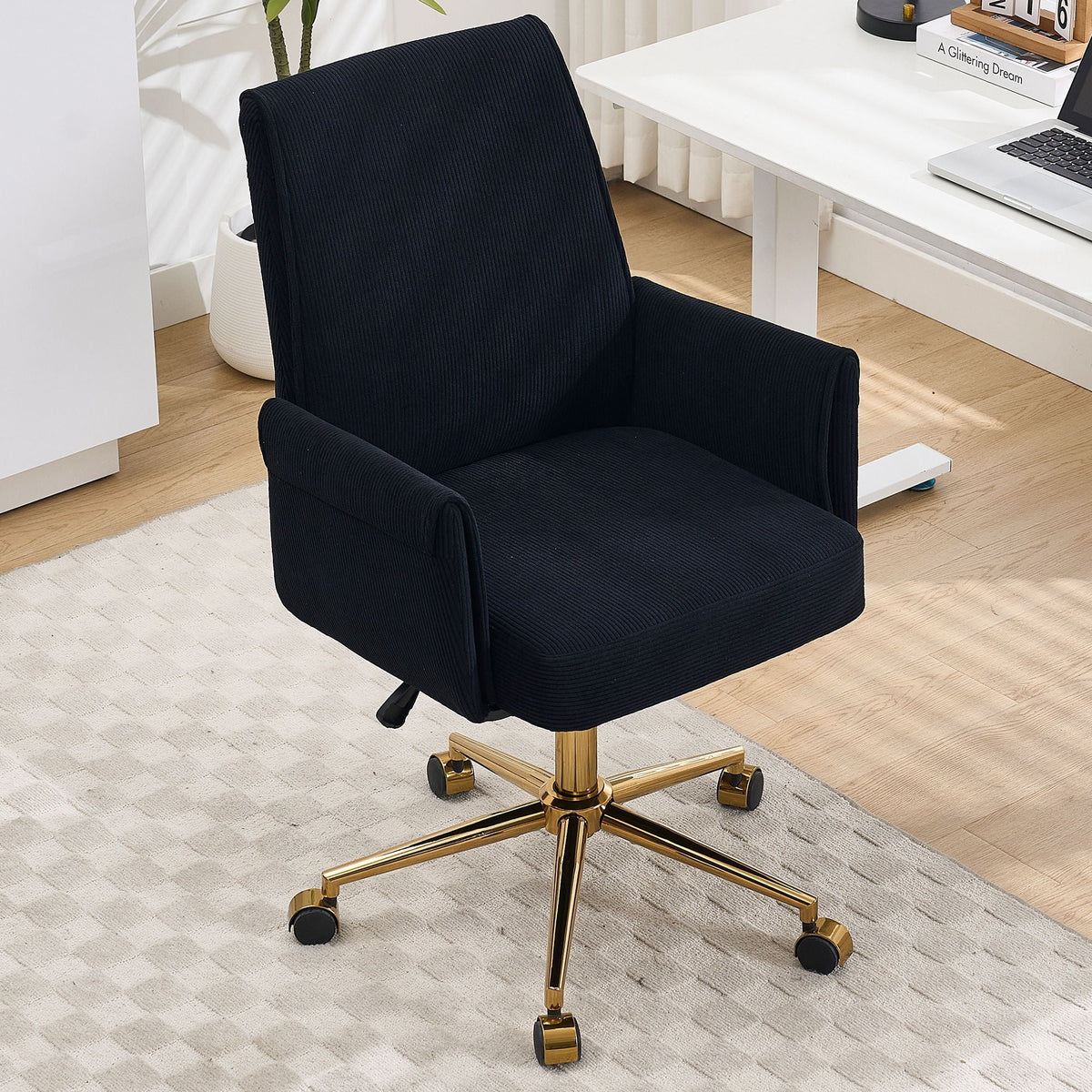 Ergonomic Mid-Back Office Chair with Striped Fabric and Lumbar Support - Multiple Colors