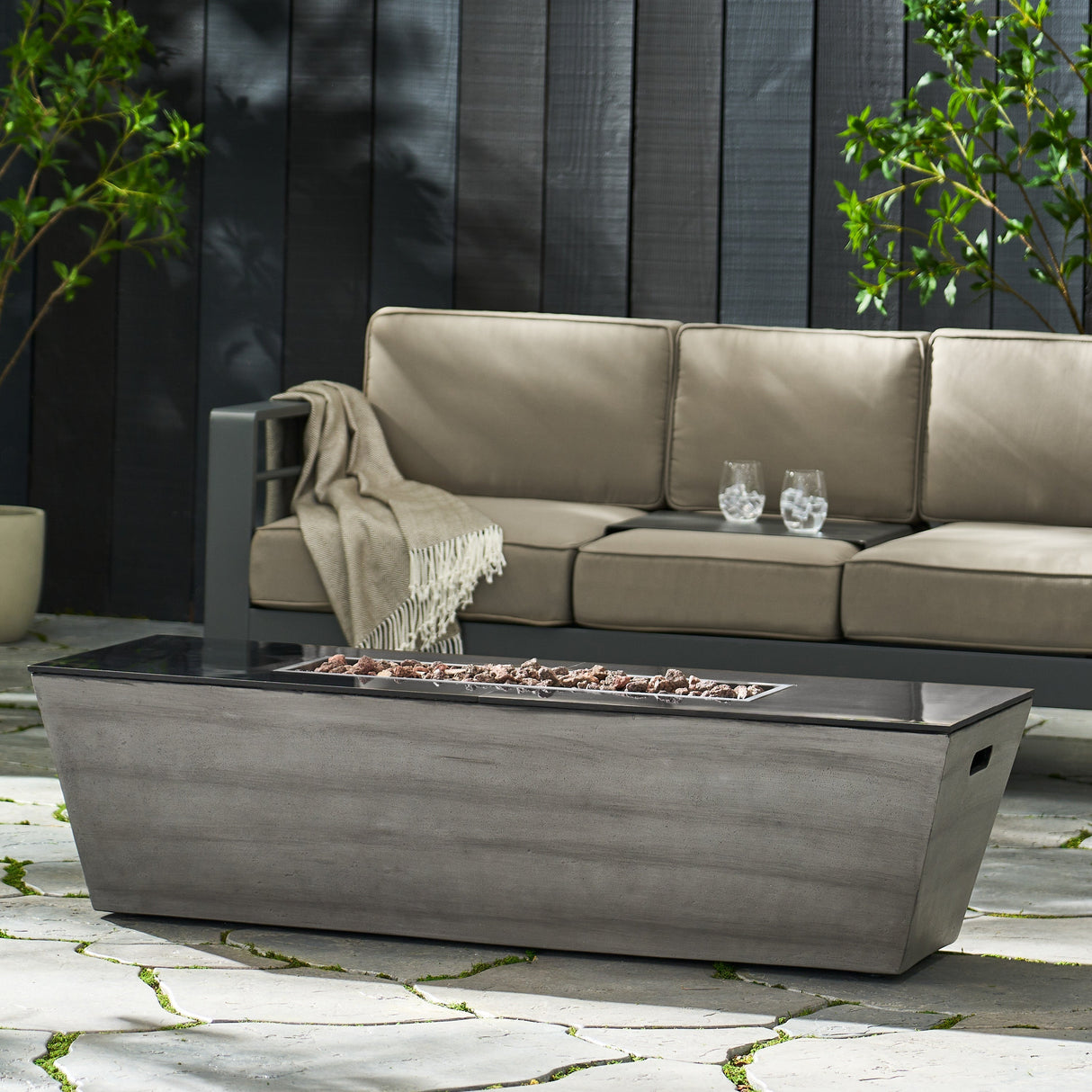 56" Rectangle MGO Fire Pit - 50,000 BTU