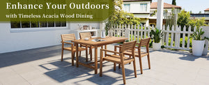U_STYLE 5-Piece Outdoor Acacia Wood Dining Set