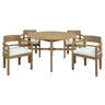 5 Piece Round Patio Table & Cushioned Armrest Chairs, Outdoor Dining Set With Umbrella Hole