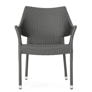 Mirage Grey PE Wicker Stacking Armchair, 4 Pieces