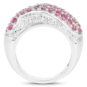 1.81 Carat Genuine Ruby and White Zircon .925 Sterling Silver Ring