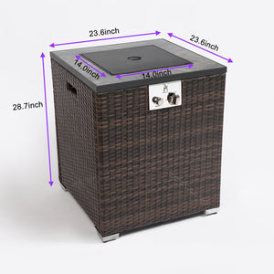 24" Propane Gas Fire Pit Table with Tile Tabletop and Wicker Base