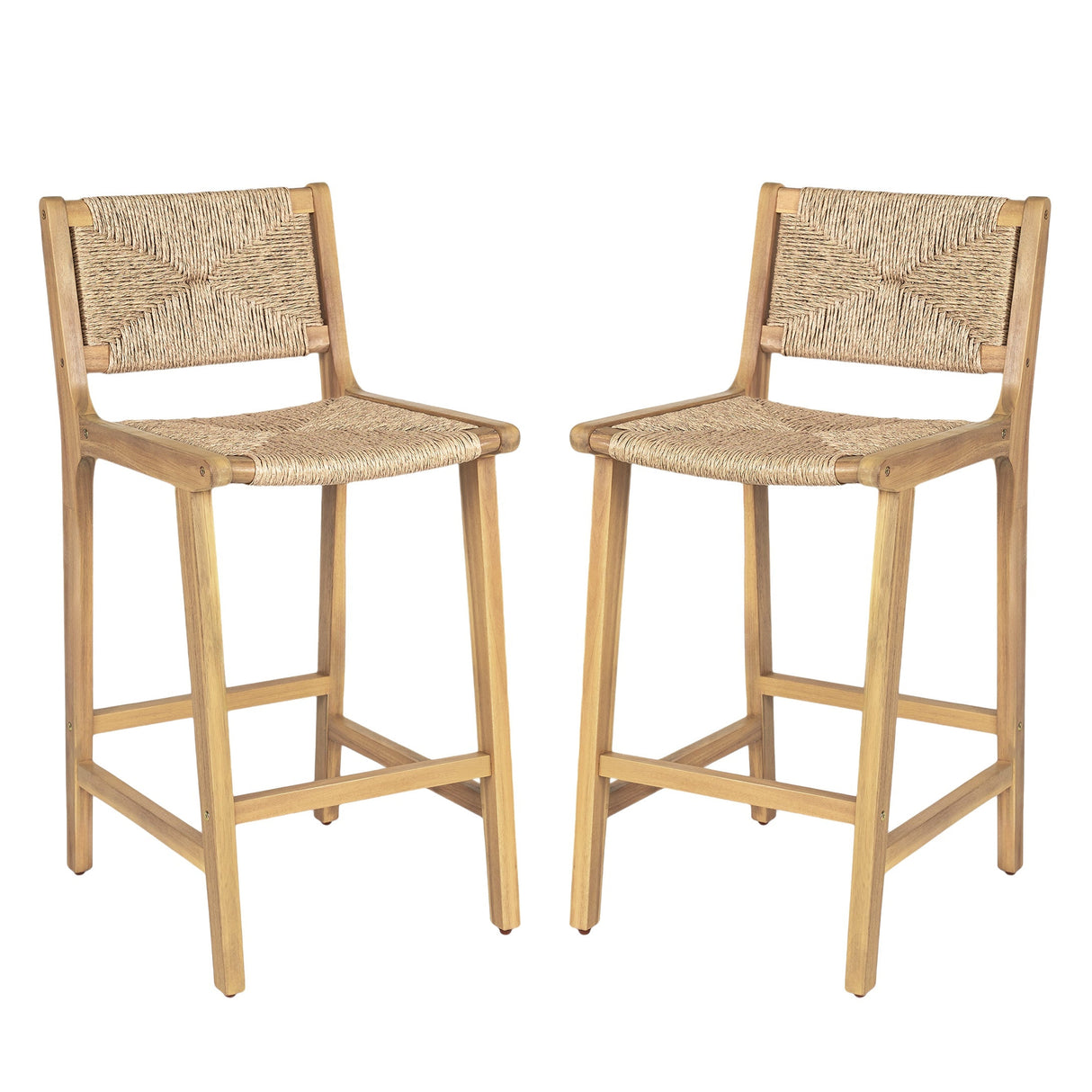 Acacia Wood Outdoor Armless Barstool - Light Teak