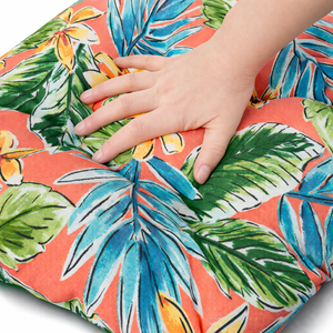 Outdoor Chair Cushions Set of 2, 19 x 19 x 4 Inch Tufted Seat Cushions with Ties