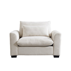 Beige Corduroy Deep Seat Single Sofa Accent Chair