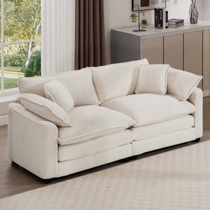Modern 2 Seater With 4 Pillows, Upholstered Deep Seating Loveseat