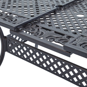 Outdoor Extendable Aluminum Dining Table With Pattern Table Top And Curved Legs - Copper