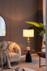 D15x29.5' Gold and White Table Lamp with Round Four Tiered Body