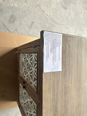 Rustic Natural Aged Brown Solid Wood Transitional Storage Cabinet – 31.89'