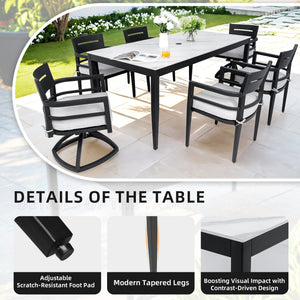 Modern 7PC Outdoor Patio Aluminum Dining Set