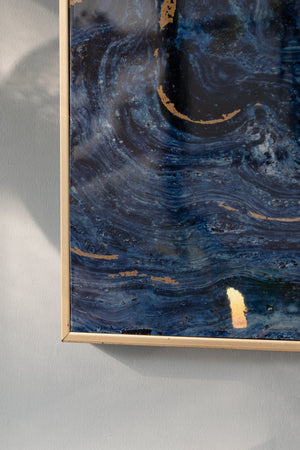 The Oceanus Elegance™ — Marbled Blue & Gold Panel Wall Art