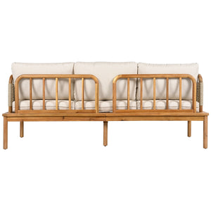 Outdoor 4-piece Acacia Wood and Rope Patio Sofa Set