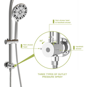 Multi Function Dual Shower Head Shower System With 4.7" Rain Showerhead, 7 Function Hand Shower, Adjustable Slide Bar