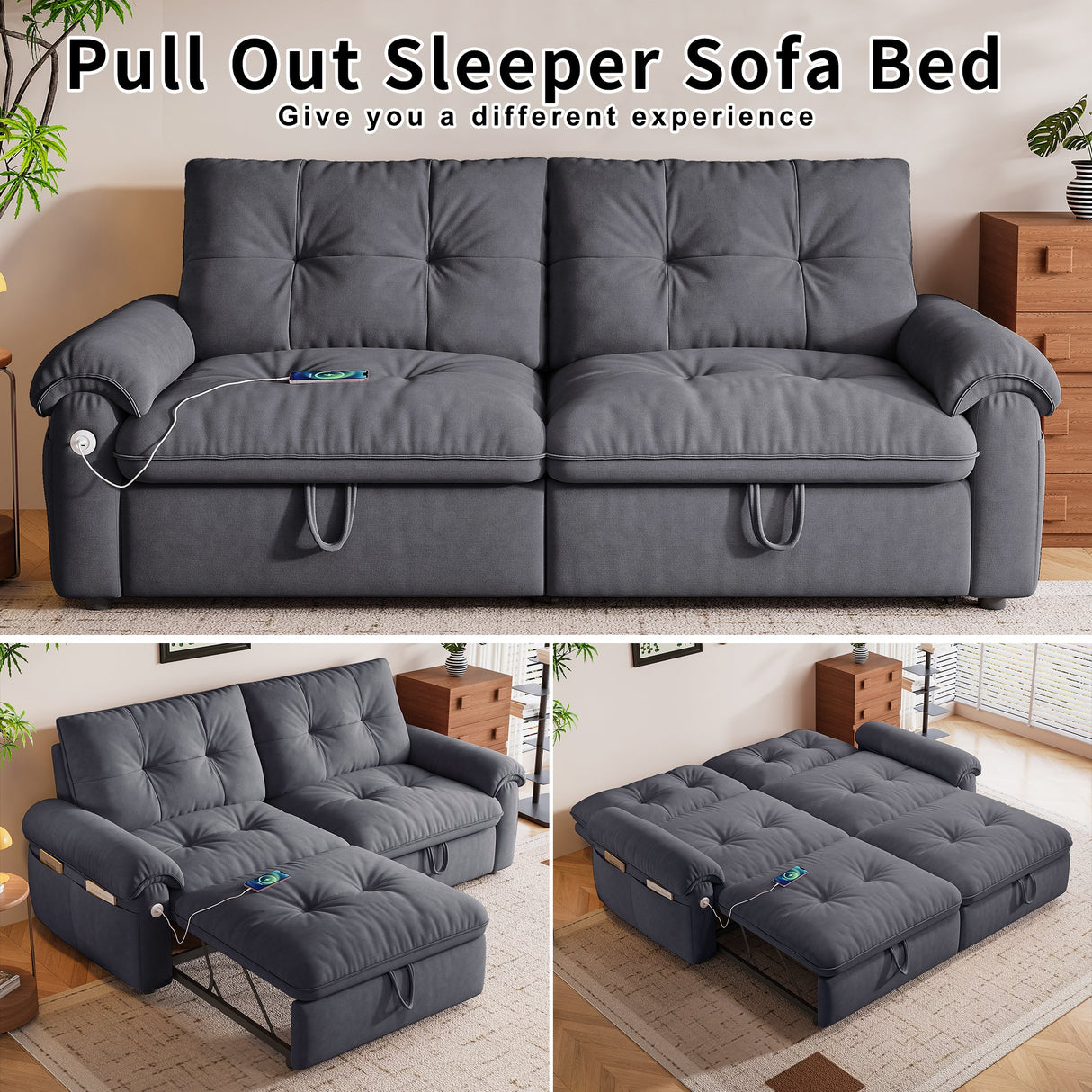 77-Inch Convertible Sofa Bed