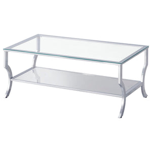 Saide 2-piece Glass Top Coffee and End Table Set Chrome