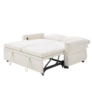 Convertible Sofa Bed Loveseat With Adjustable Backrest And USB Ports