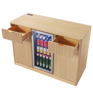 K&K 59" Coffee Bar Cabinet with Fridge Space
