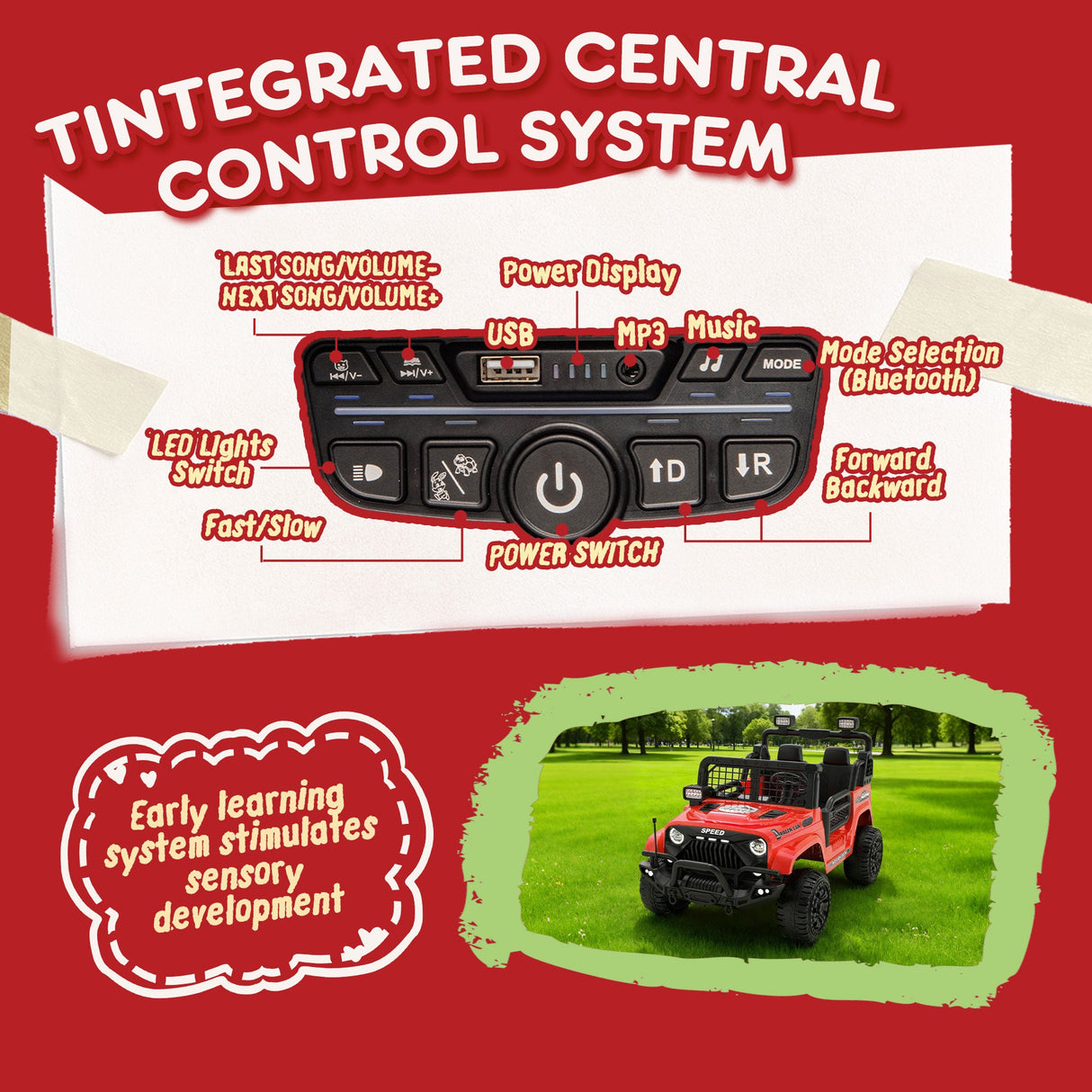 24V Two-Seater Kids Ride-On Electric Truck with Parental Control