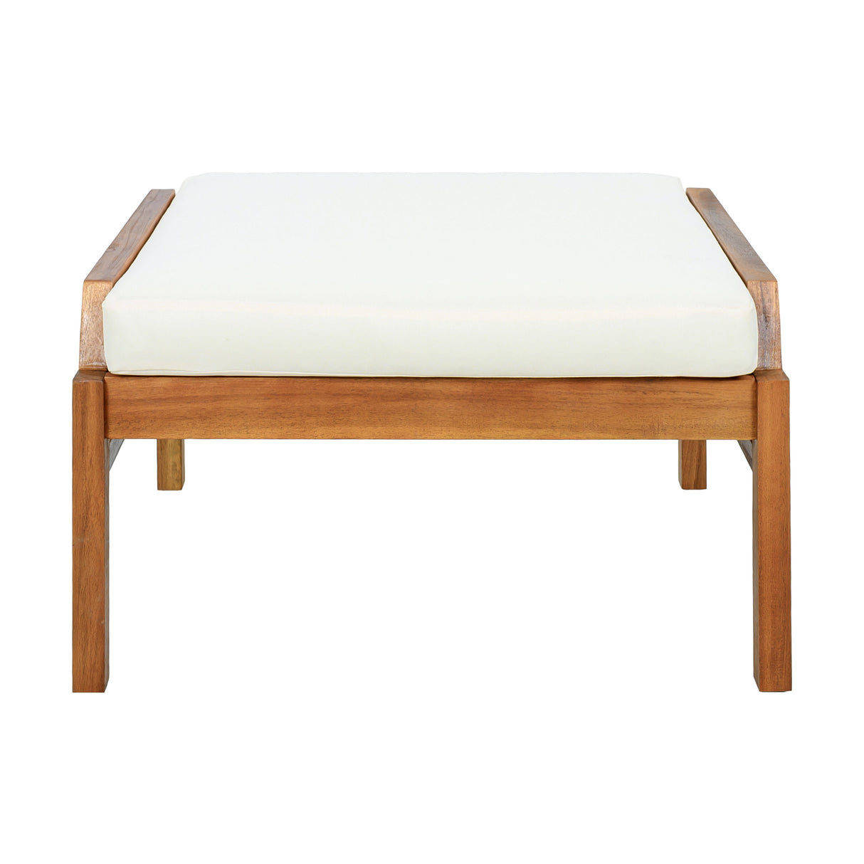 Outdoor Ottoman Table in Acacia Wood with Wicker Accents