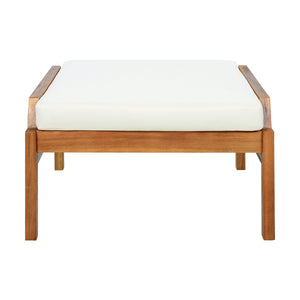 Outdoor Ottoman Table in Acacia Wood with Wicker Accents
