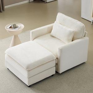 54" Plush Cloud Sofa: Modular Single + Ottoman Sofa with 22"