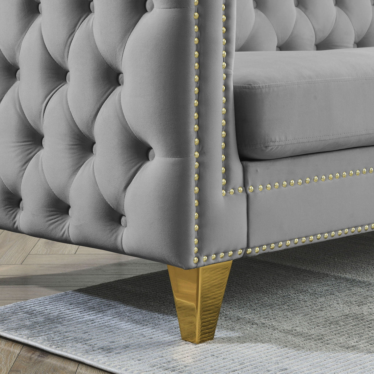 L-Shaped Corner Sofa, 5 Seater Sectional With Tufted Design