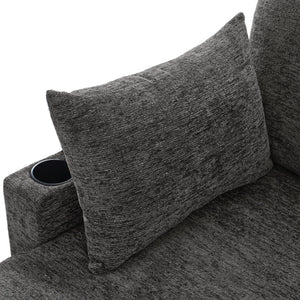 U-Shaped Sectional Sleeper Sofa With Ample Storage Space, 2 Cup Holders And Charging Ports For Living Room