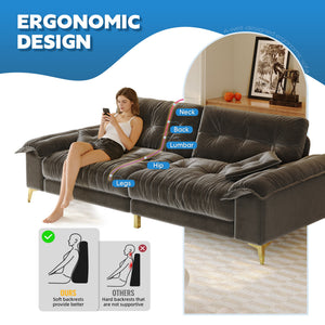 104.7" Modern 4-Seater Cloud Sofa with Wide Flip Armrests