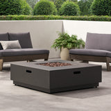 Wellington Stylish 40" Square Fire Pit in Brown and Gold Iron