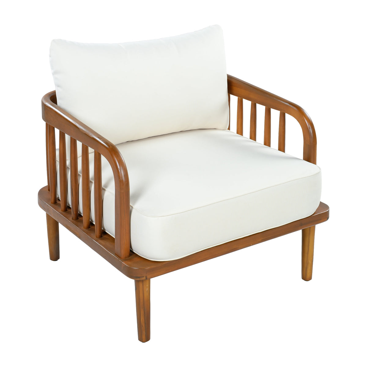 Acacia Wood Outdoor Patio Chair with Vertical Slatted Arms