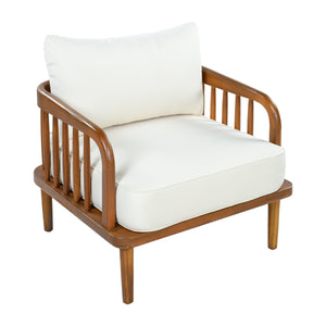 Acacia Wood Outdoor Patio Chair with Vertical Slatted Arms
