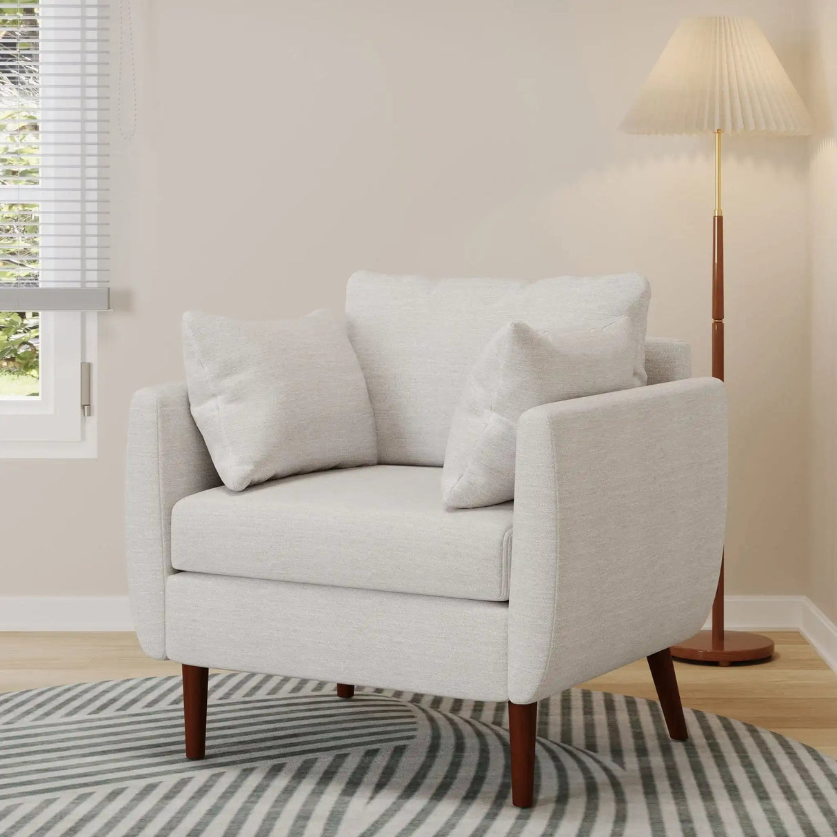 Luminate - Upholstered Fabric Club Chair With Tapered Legs And 2 Accent Pillows