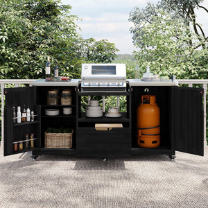 K&K 66.5' Outdoor Kitchen Island for Big Green Egg Grills