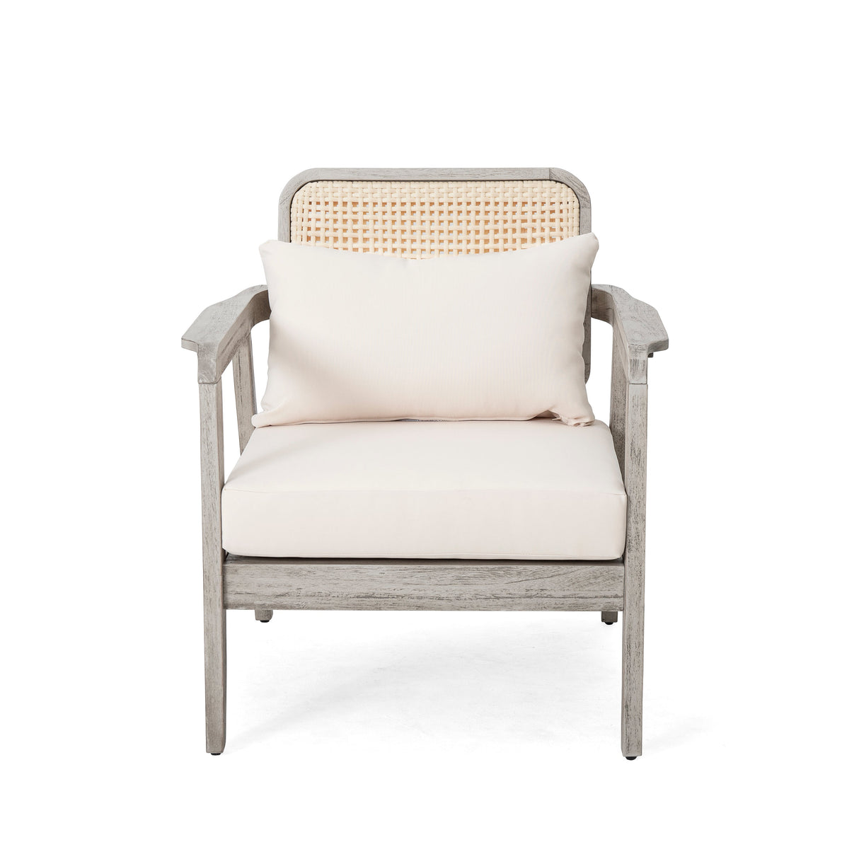 Set of 2 Outdoor Acacia Wood Patio Club Chairs with Cushions