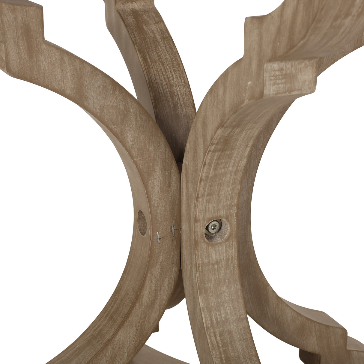French Country Accent Table with Hourglass Design in Natural MDF