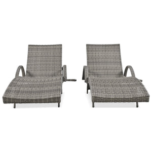 K&K 80'' Outdoor Wicker Chaise Lounge Chairs Set of 2