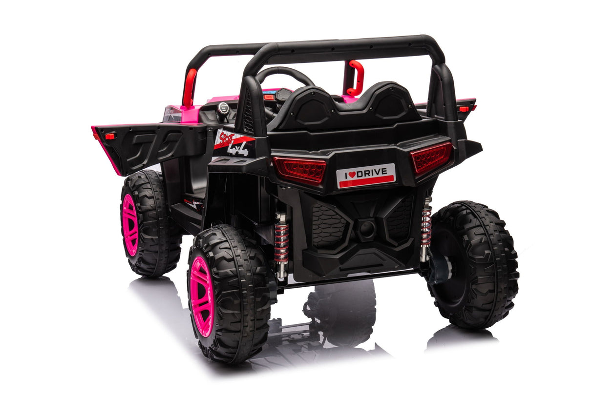 12V7A*1 30W*4 Four-Wheel Drive Seat One Button Start, Forward And Backward, High And Low Speed, Music, Front Light, Power Display, Two Doors Can Open, 2.4G R / C, Seat Belt Four Wheel Absorber